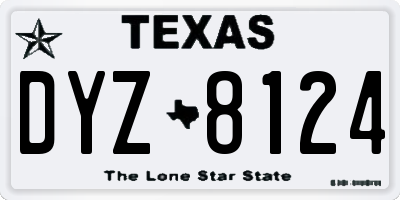 TX license plate DYZ8124