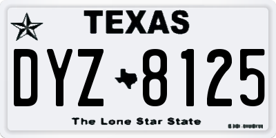 TX license plate DYZ8125