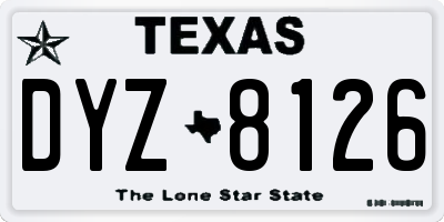 TX license plate DYZ8126