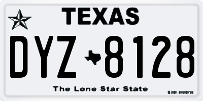 TX license plate DYZ8128