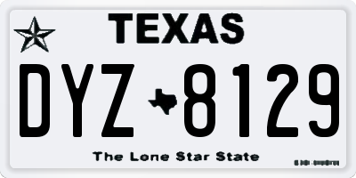 TX license plate DYZ8129