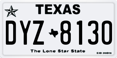 TX license plate DYZ8130