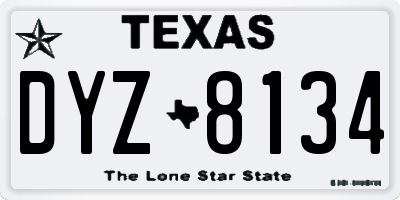 TX license plate DYZ8134