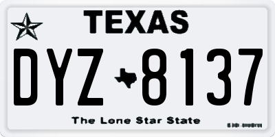 TX license plate DYZ8137