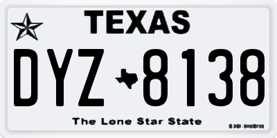 TX license plate DYZ8138
