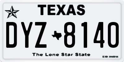 TX license plate DYZ8140