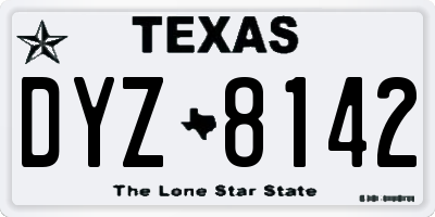 TX license plate DYZ8142
