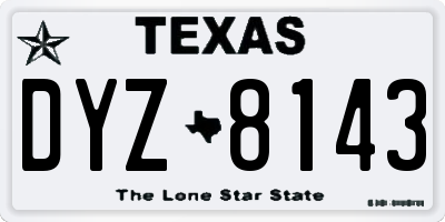 TX license plate DYZ8143