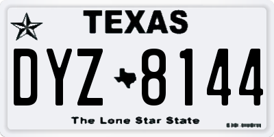 TX license plate DYZ8144