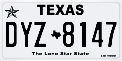 TX license plate DYZ8147