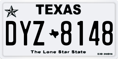 TX license plate DYZ8148