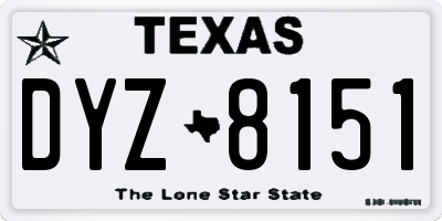 TX license plate DYZ8151
