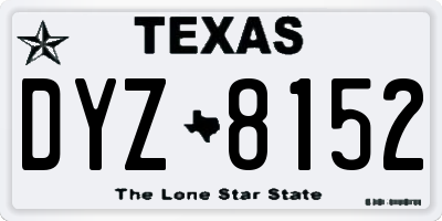 TX license plate DYZ8152
