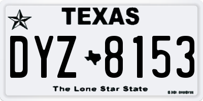 TX license plate DYZ8153