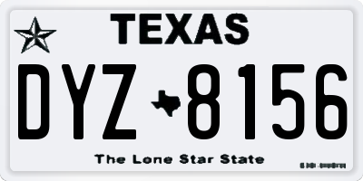 TX license plate DYZ8156