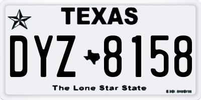 TX license plate DYZ8158