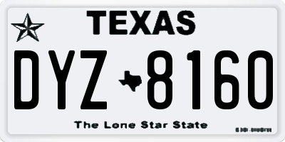 TX license plate DYZ8160