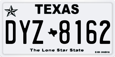 TX license plate DYZ8162