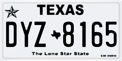 TX license plate DYZ8165