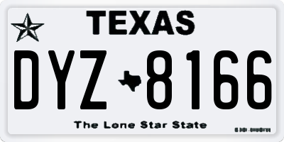 TX license plate DYZ8166