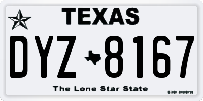 TX license plate DYZ8167