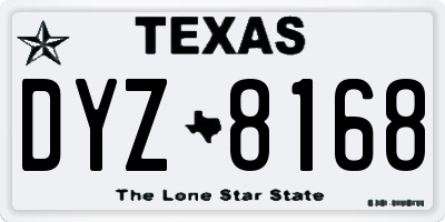 TX license plate DYZ8168