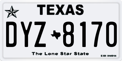 TX license plate DYZ8170
