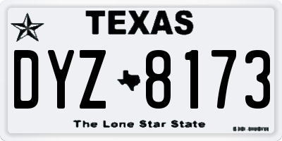 TX license plate DYZ8173