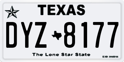 TX license plate DYZ8177