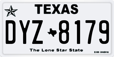 TX license plate DYZ8179