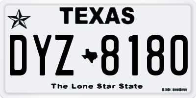 TX license plate DYZ8180