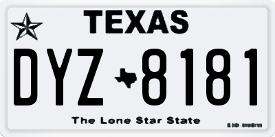 TX license plate DYZ8181