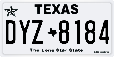 TX license plate DYZ8184