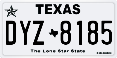 TX license plate DYZ8185