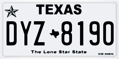 TX license plate DYZ8190
