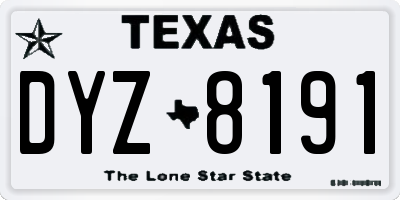 TX license plate DYZ8191