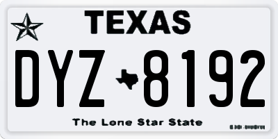 TX license plate DYZ8192