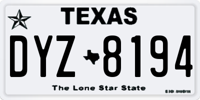 TX license plate DYZ8194