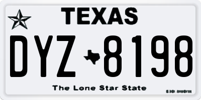 TX license plate DYZ8198