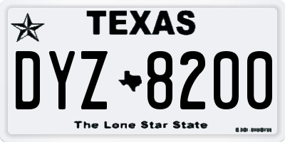 TX license plate DYZ8200