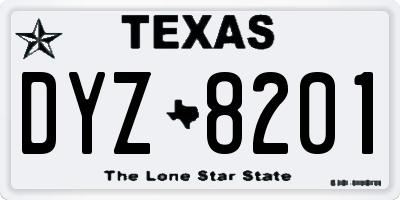 TX license plate DYZ8201