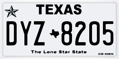 TX license plate DYZ8205