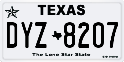 TX license plate DYZ8207