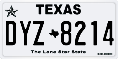 TX license plate DYZ8214