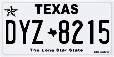 TX license plate DYZ8215