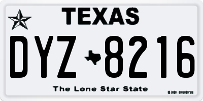 TX license plate DYZ8216