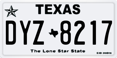 TX license plate DYZ8217