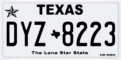 TX license plate DYZ8223