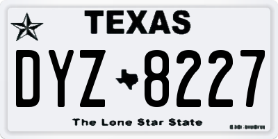 TX license plate DYZ8227
