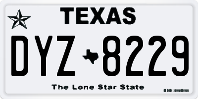TX license plate DYZ8229